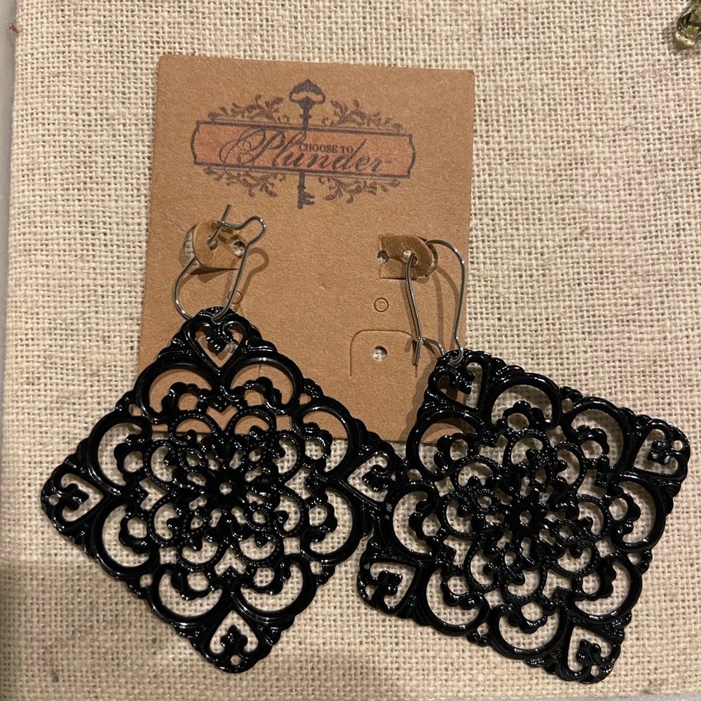 Black filigree earrings
